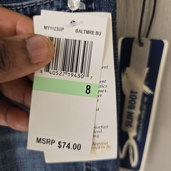 Seven7 Jeans Women Sz 8 Blue Medium Wash Denim Slim Bootcut Studed 34x33 New - Picture 7 of 15